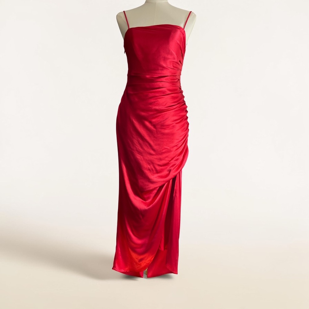 NWT MESHKI CLAUDETTE MIDI DRESS RED SIZE S